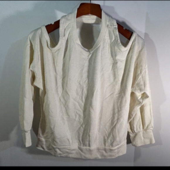 Lanston Halter Open Shoulders and Back Pullover Top/Sweatshirt Cream Size M - Picture 6 of 16